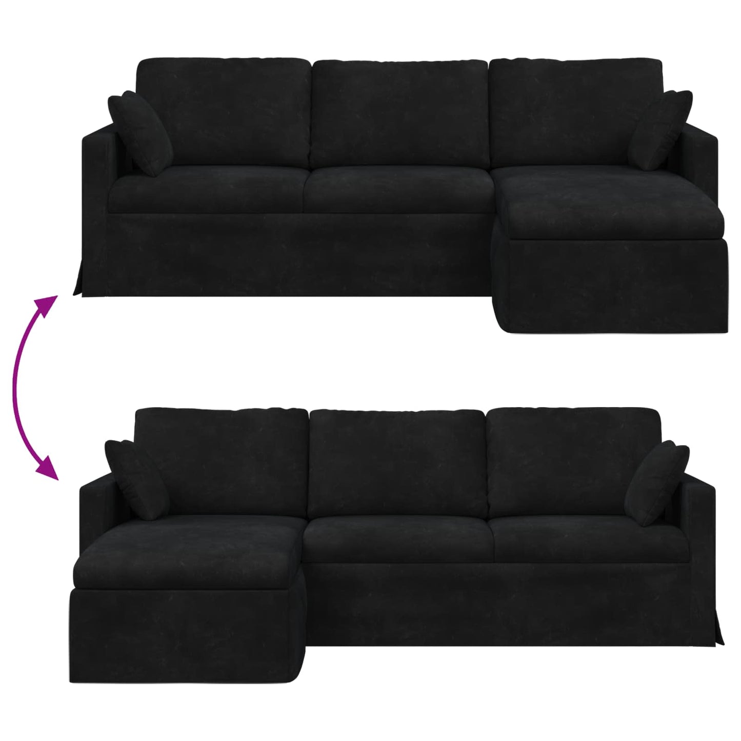 vidaXL Sofa Schwarz 198 x 134 x 80 cm Samt