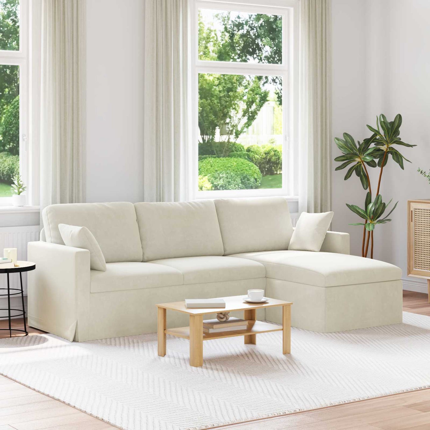 vidaXL Sofa Creme 198 x 134 x 80 cm Samt