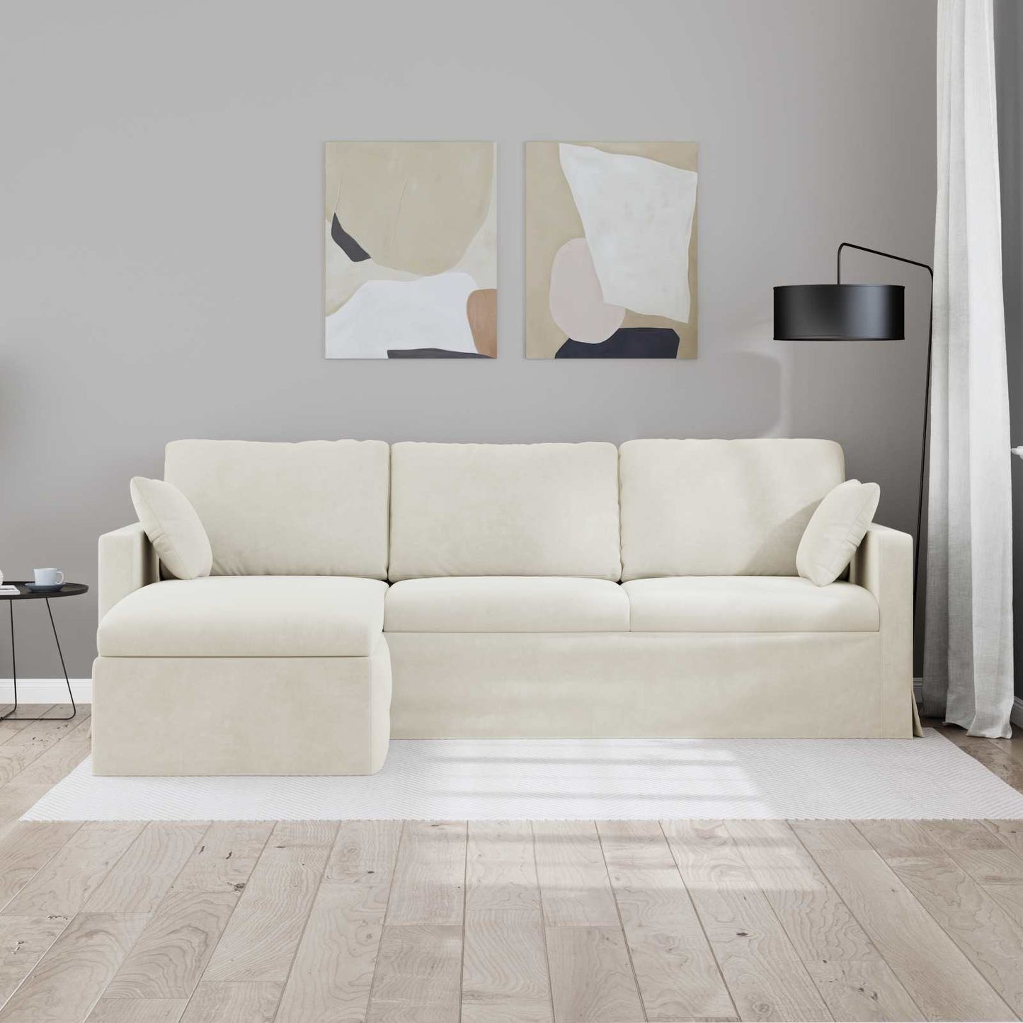 vidaXL Sofa Creme 198 x 134 x 80 cm Samt