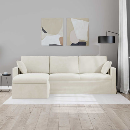 vidaXL Sofa Creme 198 x 134 x 80 cm Samt