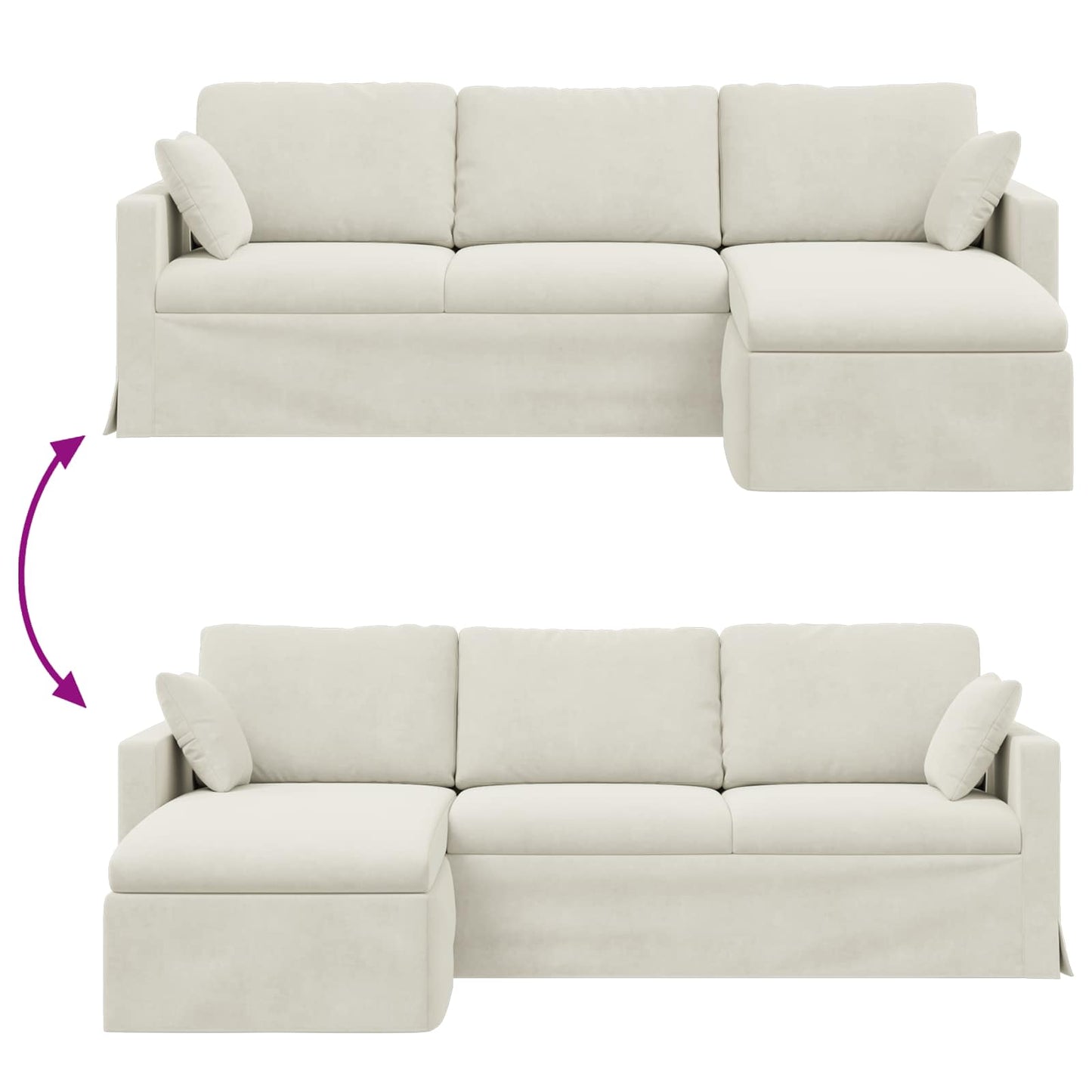 vidaXL Sofa Creme 198 x 134 x 80 cm Samt
