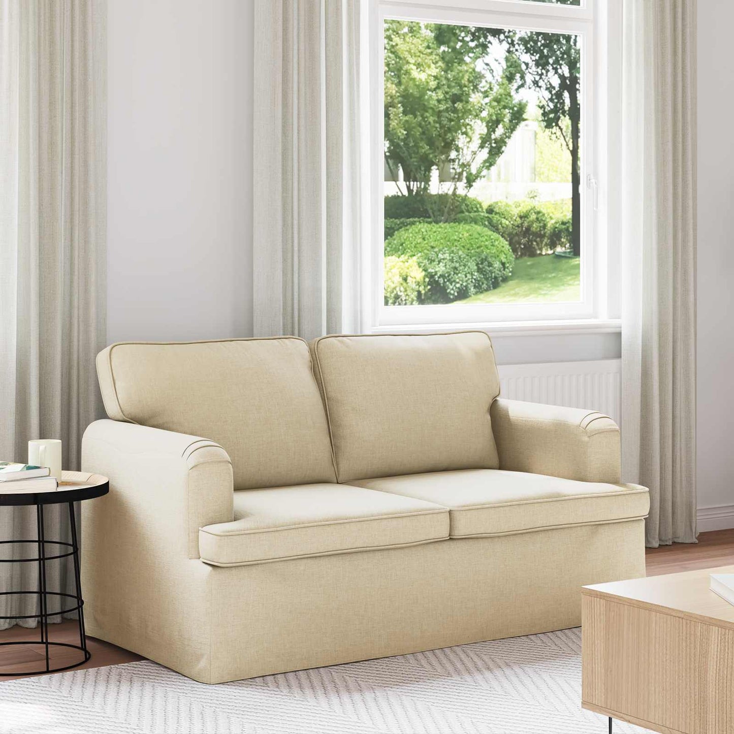 vidaXL Sofa Creme 144 x 80 x 85 cm Stoff