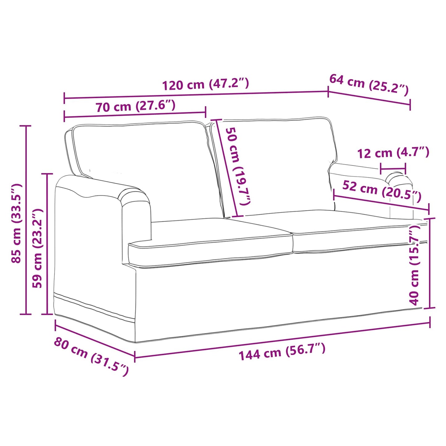 vidaXL Sofa Blau 144 x 80 x 85 cm Stoff