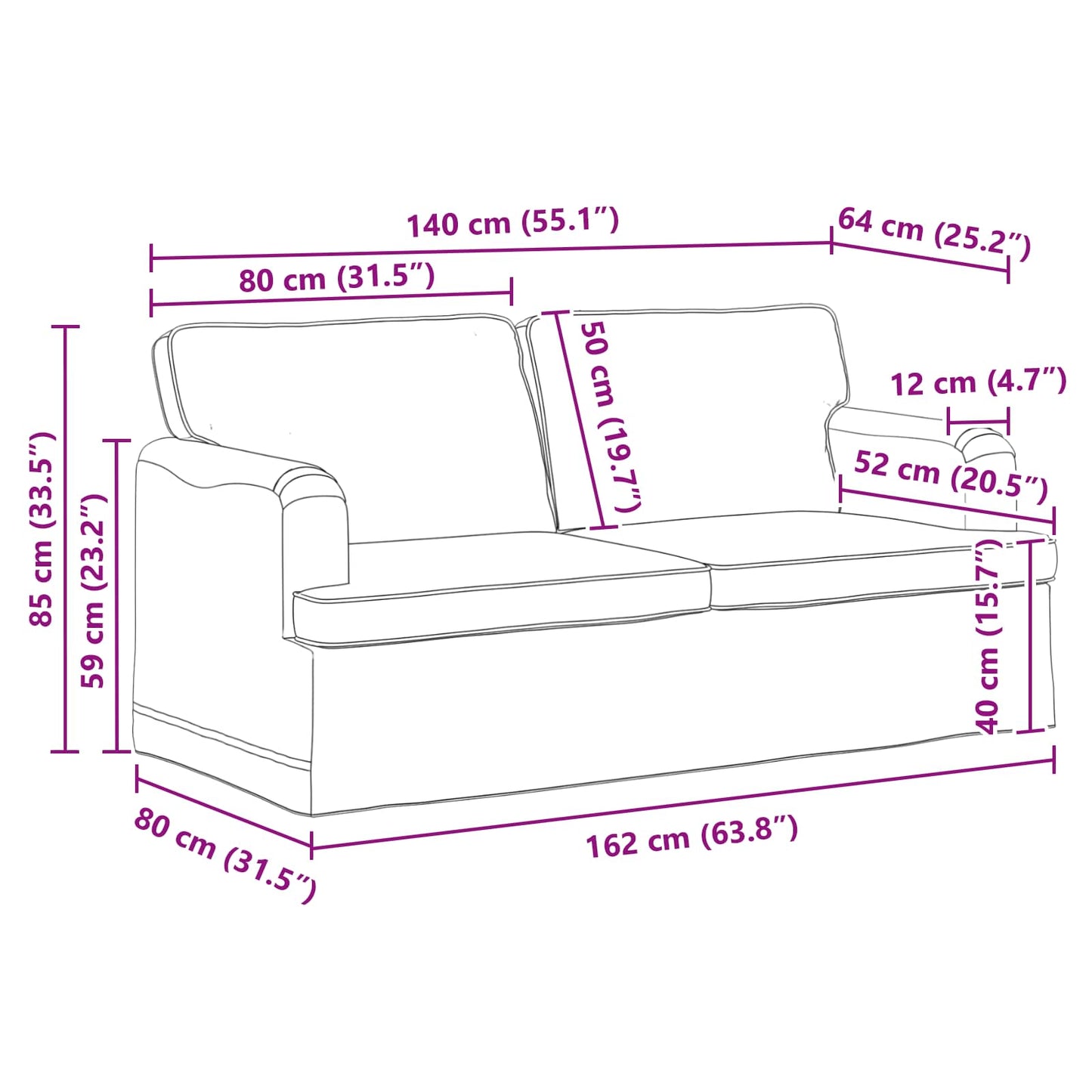 vidaXL Sofa Blau 142 x 80 x 85 cm Stoff