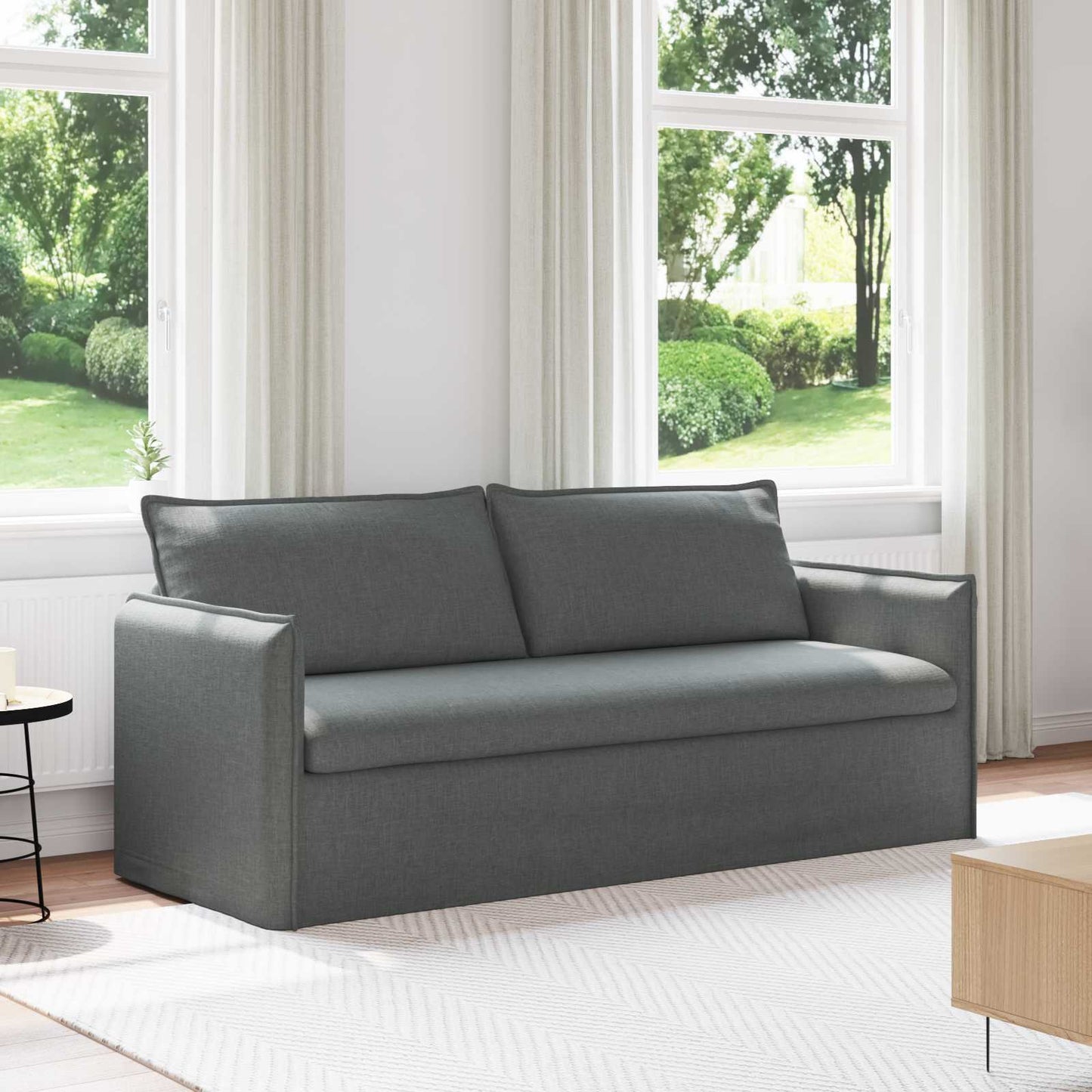Sofa Dunkelgrau 196 x 82 x 85 cm Stoff
