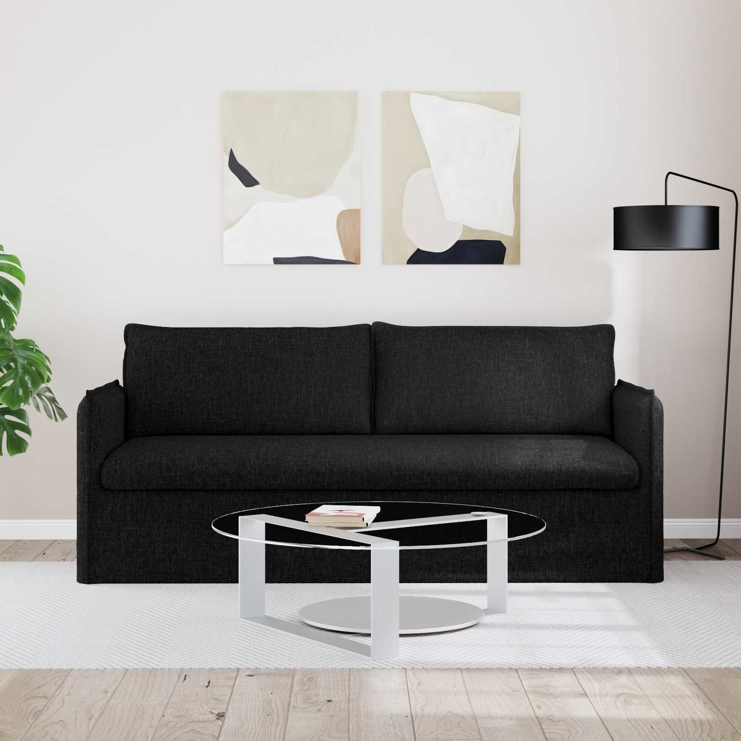 vidaXL Sofa Schwarz 196 x 82 x 85 cm Stoff