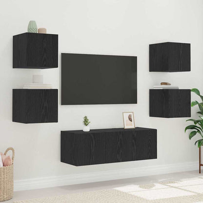 vidaXL TV-Wandschrank Schwarz Eichen-Optik 30,5 x 35 x 30 cm