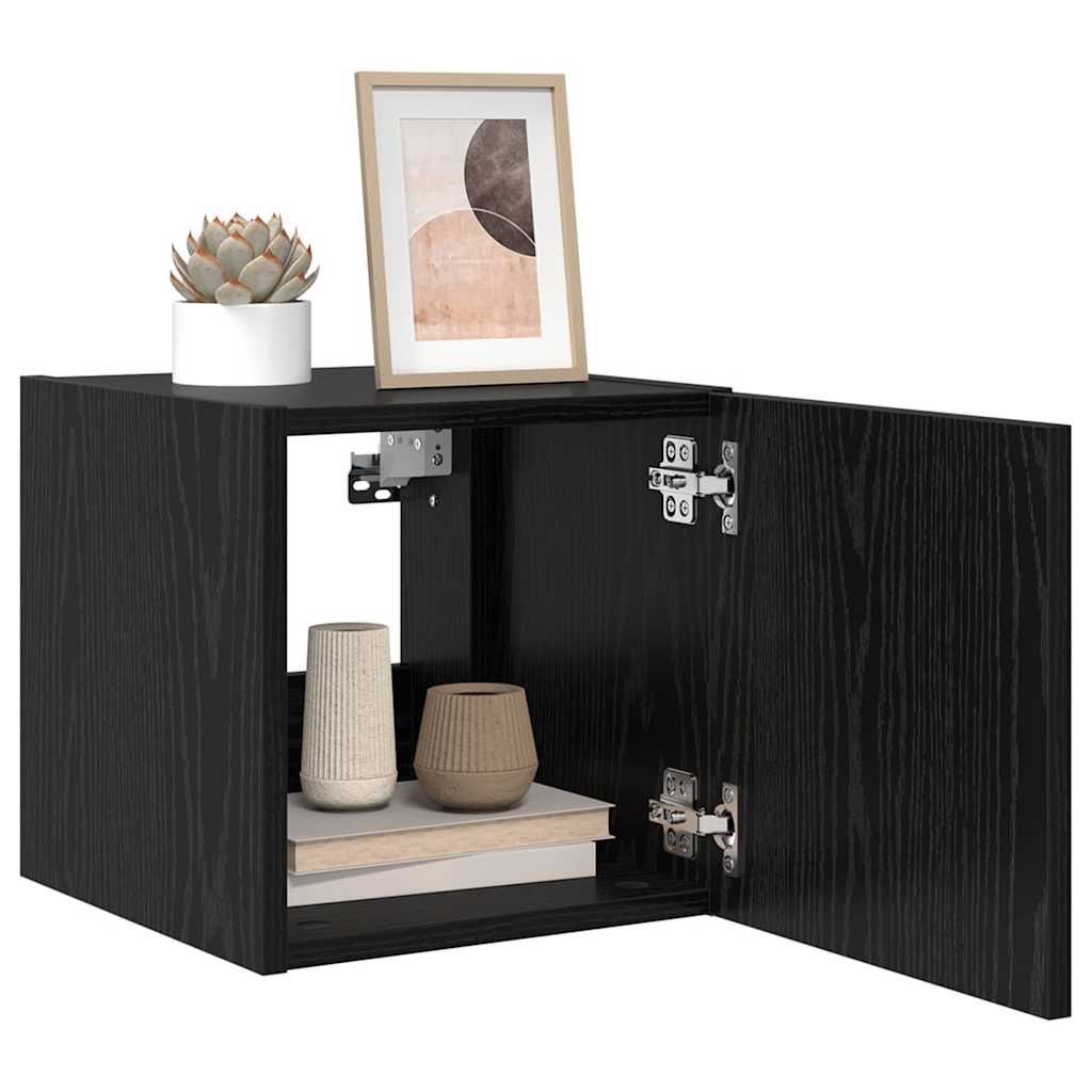 vidaXL TV-Wandschrank Schwarz Eichen-Optik 30,5 x 35 x 30 cm
