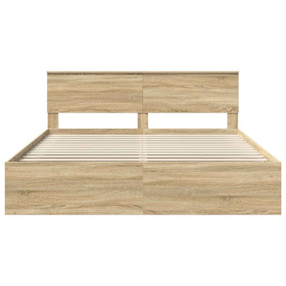 vidaXL Bettrahmen mit Kopfteil Sonoma 200 x 200 cm Holzwerkstoff