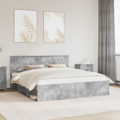 vidaXL Bettrahmen mit Kopfteil Beton 200 x 200 cm Holzwerkstoff
