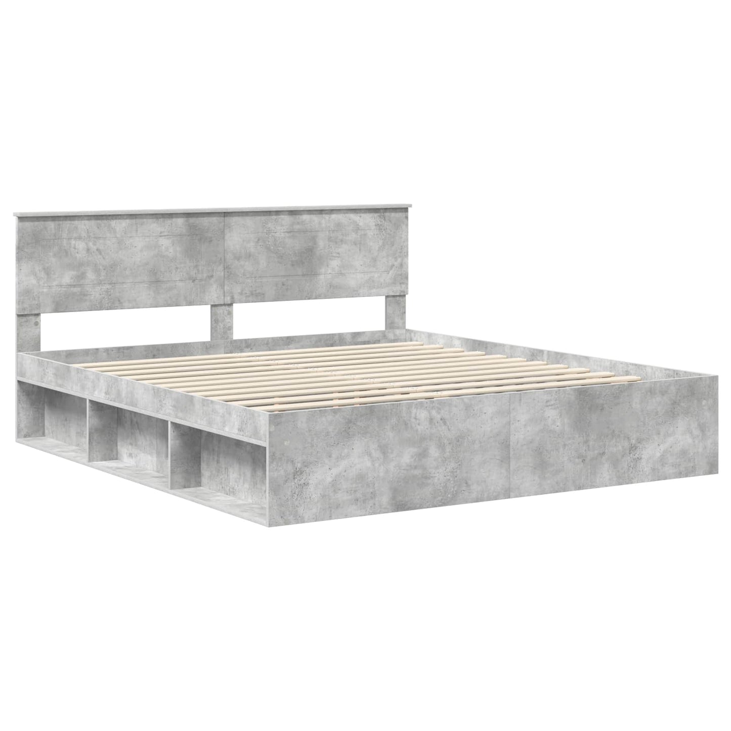 vidaXL Bettrahmen mit Kopfteil Beton 200 x 200 cm Holzwerkstoff