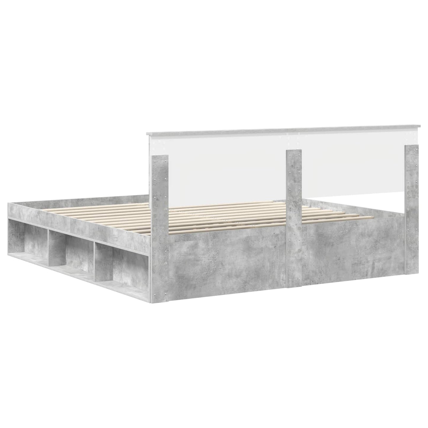 vidaXL Bettrahmen mit Kopfteil Beton 200 x 200 cm Holzwerkstoff
