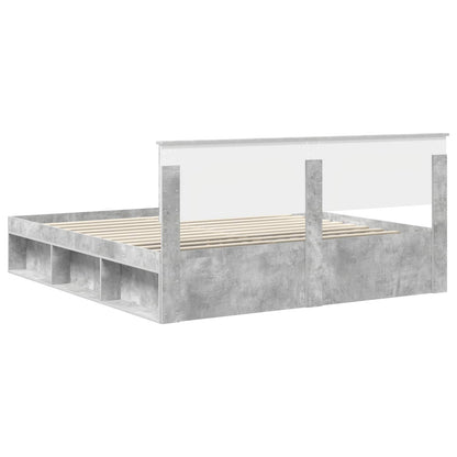 vidaXL Bettrahmen mit Kopfteil Beton 180 x 200 cm Holzwerkstoff