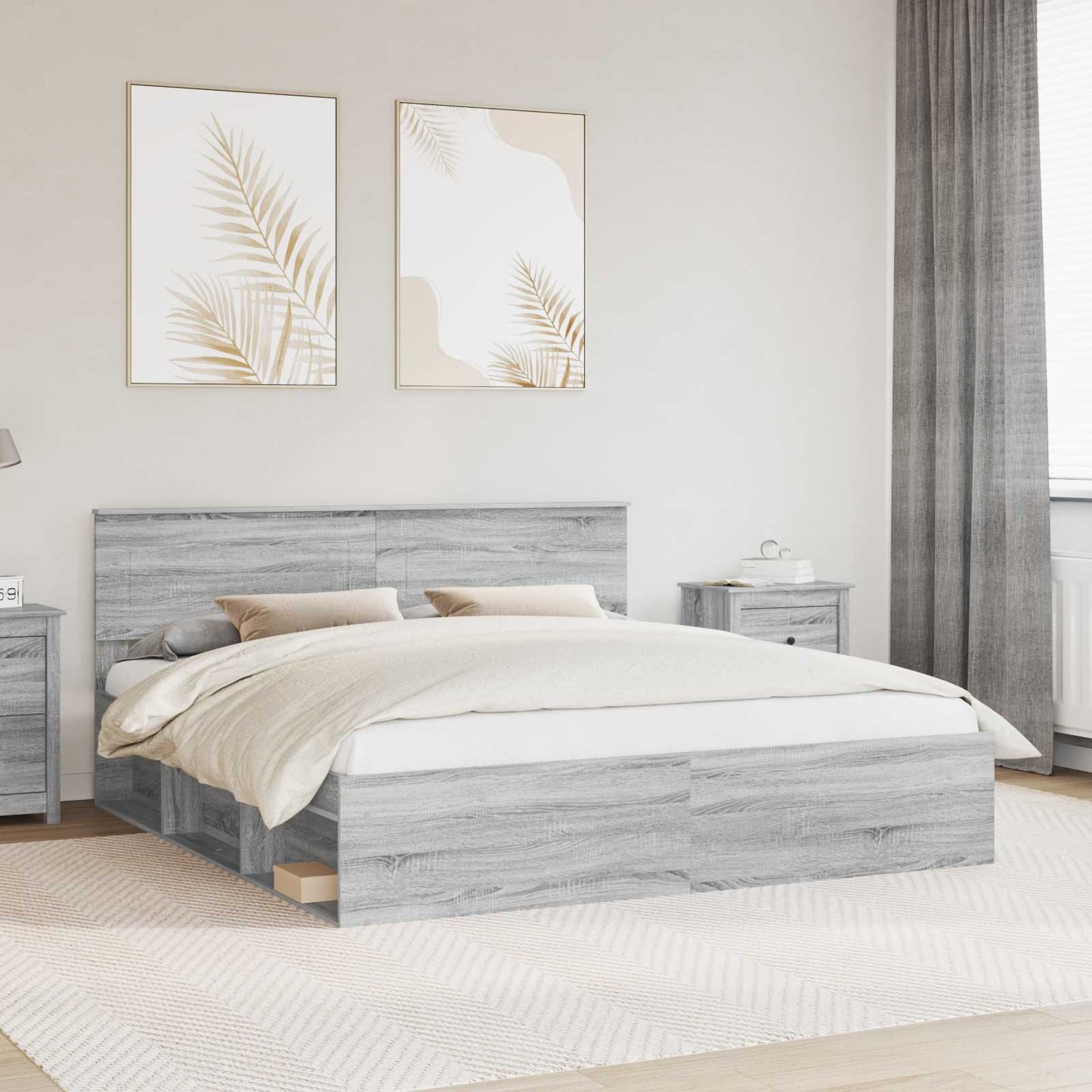 vidaXL Bettrahmen Graues Sonoma 180 x 200 cm Holzwerkstoff