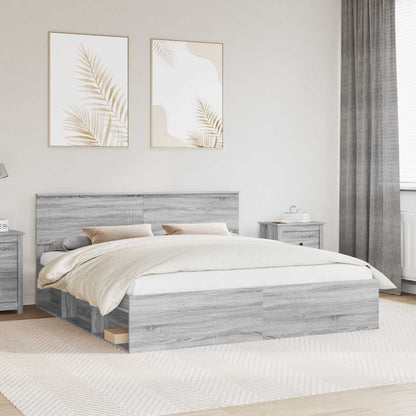 vidaXL Bettrahmen Graues Sonoma 180 x 200 cm Holzwerkstoff