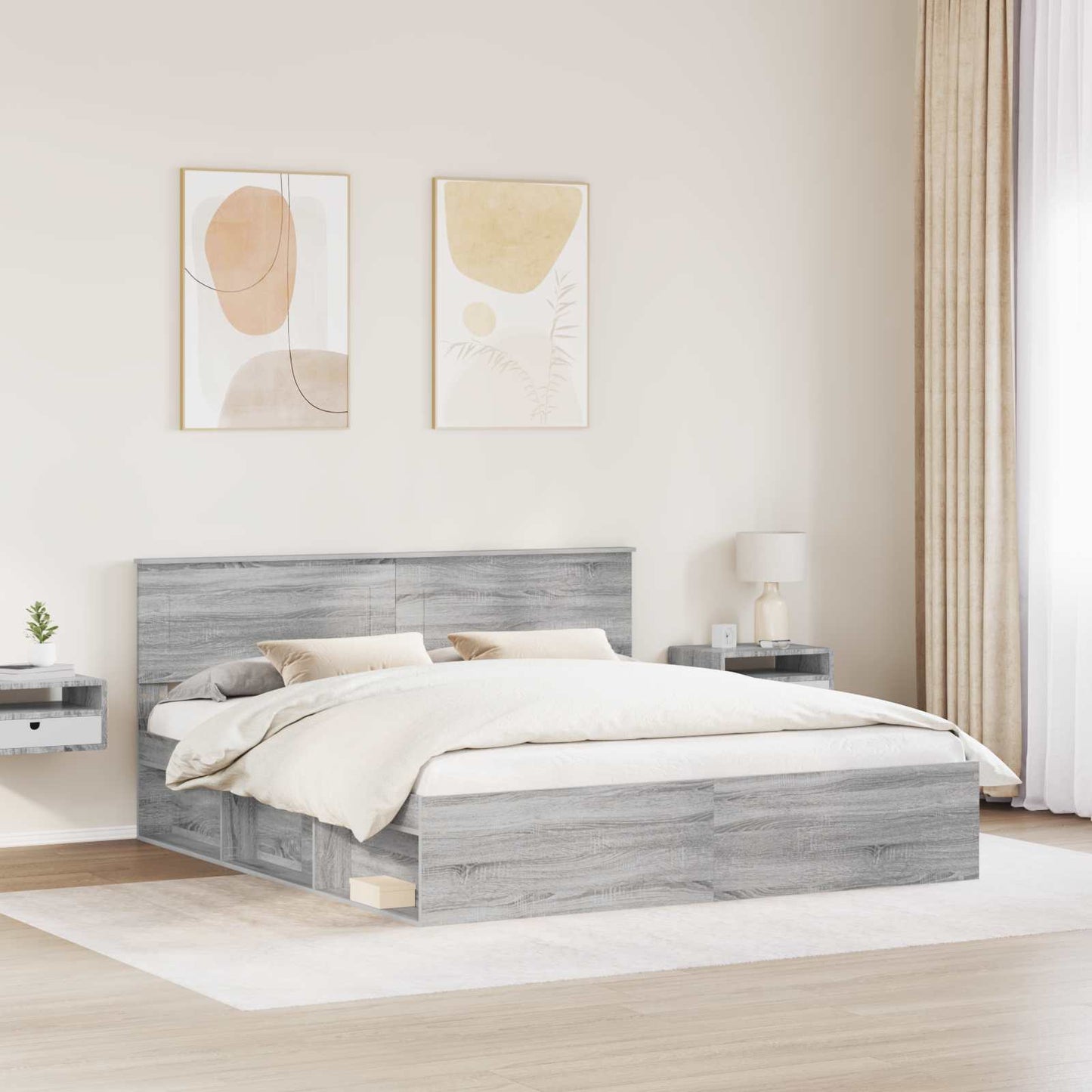vidaXL Bettrahmen Graues Sonoma 180 x 200 cm Holzwerkstoff