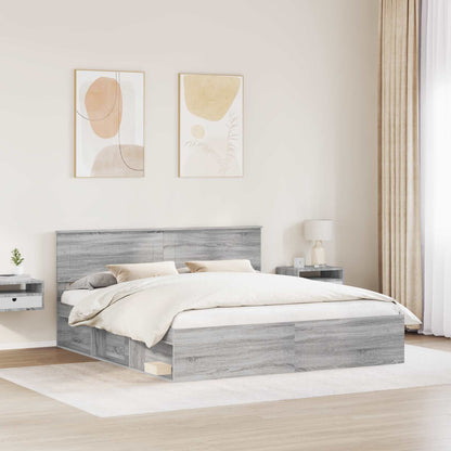 vidaXL Bettrahmen Graues Sonoma 180 x 200 cm Holzwerkstoff