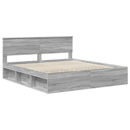 vidaXL Bettrahmen Graues Sonoma 180 x 200 cm Holzwerkstoff