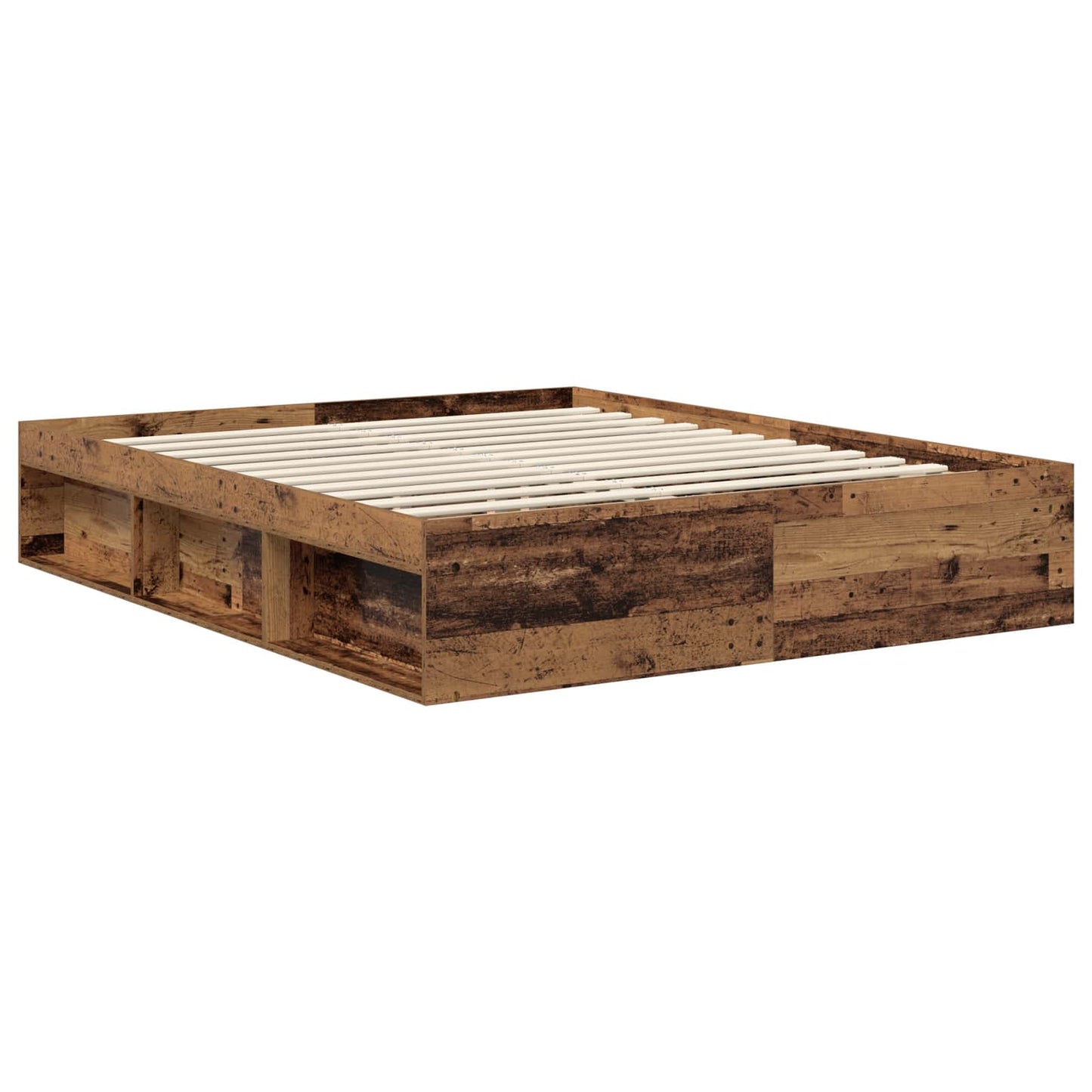 vidaXL Bettrahmen mit Kopfteil Altholz 160 x 200 cm Holzwerkstoff