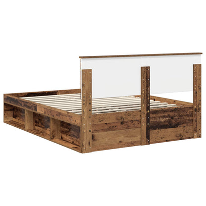 vidaXL Bettrahmen mit Kopfteil Altholz 160 x 200 cm Holzwerkstoff