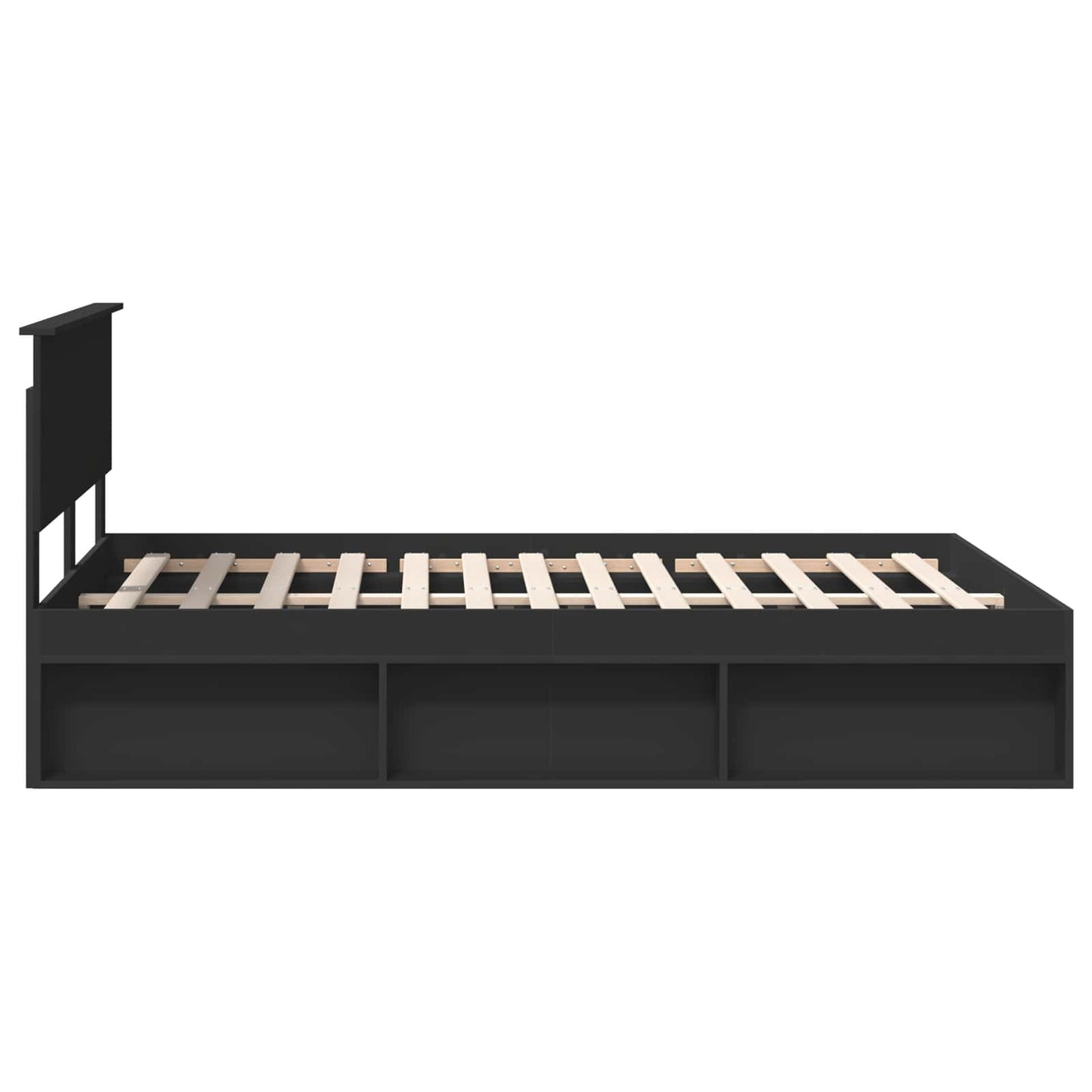 Bettrahmen mit Kopfteil Schwarz 150 x 200 cm Holzwerkstoff