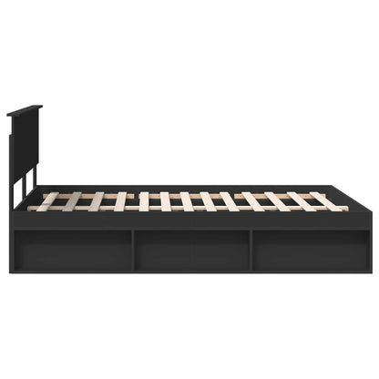 Bettrahmen mit Kopfteil Schwarz 150 x 200 cm Holzwerkstoff