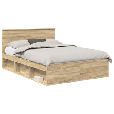vidaXL Bettrahmen mit Kopfteil Sonoma 140 x 190 cm Holzwerkstoff
