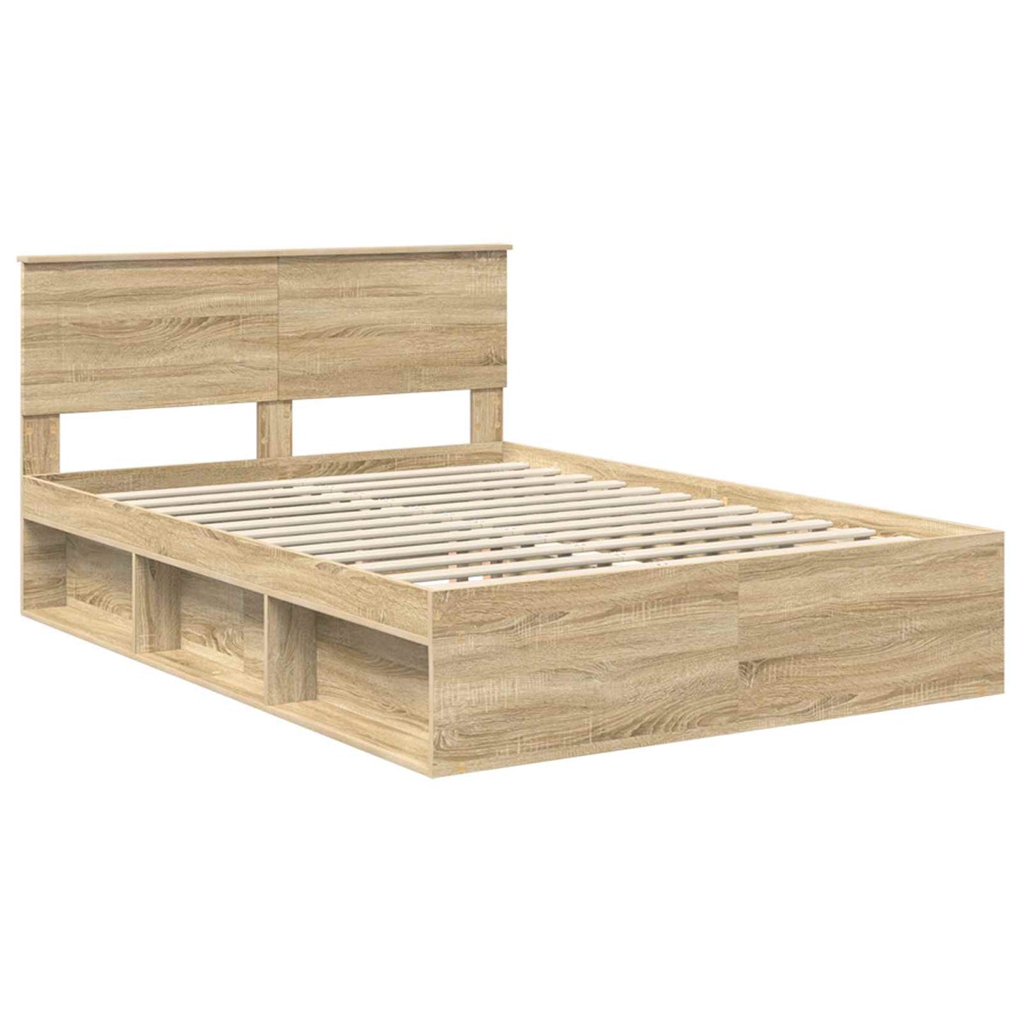vidaXL Bettrahmen mit Kopfteil Sonoma 140 x 190 cm Holzwerkstoff