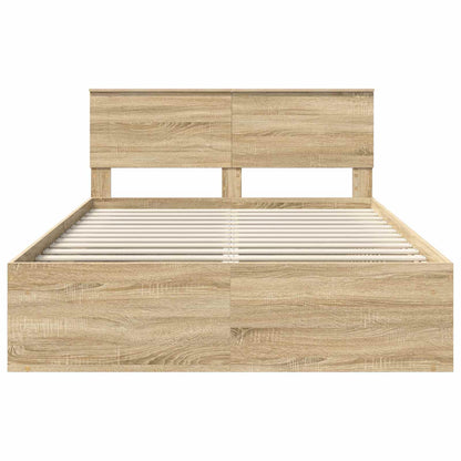 vidaXL Bettrahmen mit Kopfteil Sonoma 140 x 190 cm Holzwerkstoff