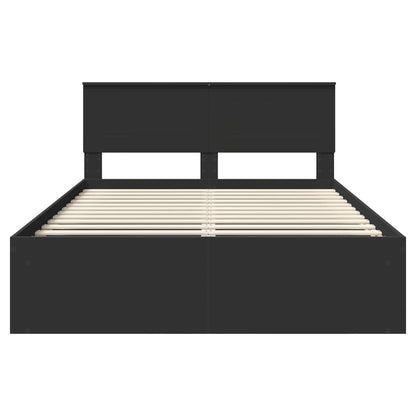 vidaXL Bettrahmen mit Kopfteil Schwarz 140 x 200 cm Holzwerkstoff