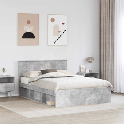 vidaXL Bettrahmen mit Kopfteil Beton 140 x 200 cm Holzwerkstoff