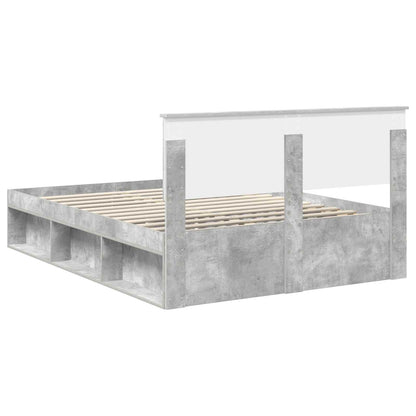 vidaXL Bettrahmen mit Kopfteil Beton 140 x 200 cm Holzwerkstoff