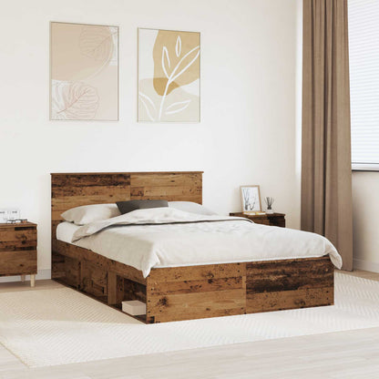 vidaXL Bettrahmen mit Kopfteil Altholz 140 x 200 cm Holzwerkstoff