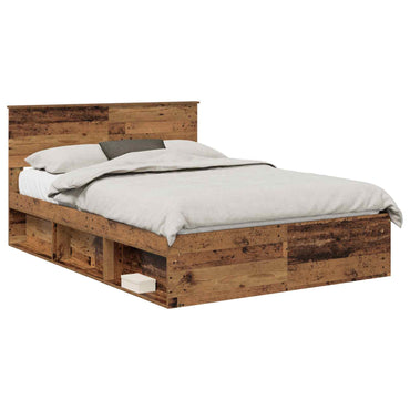 vidaXL Bettrahmen mit Kopfteil Altholz 140 x 200 cm Holzwerkstoff