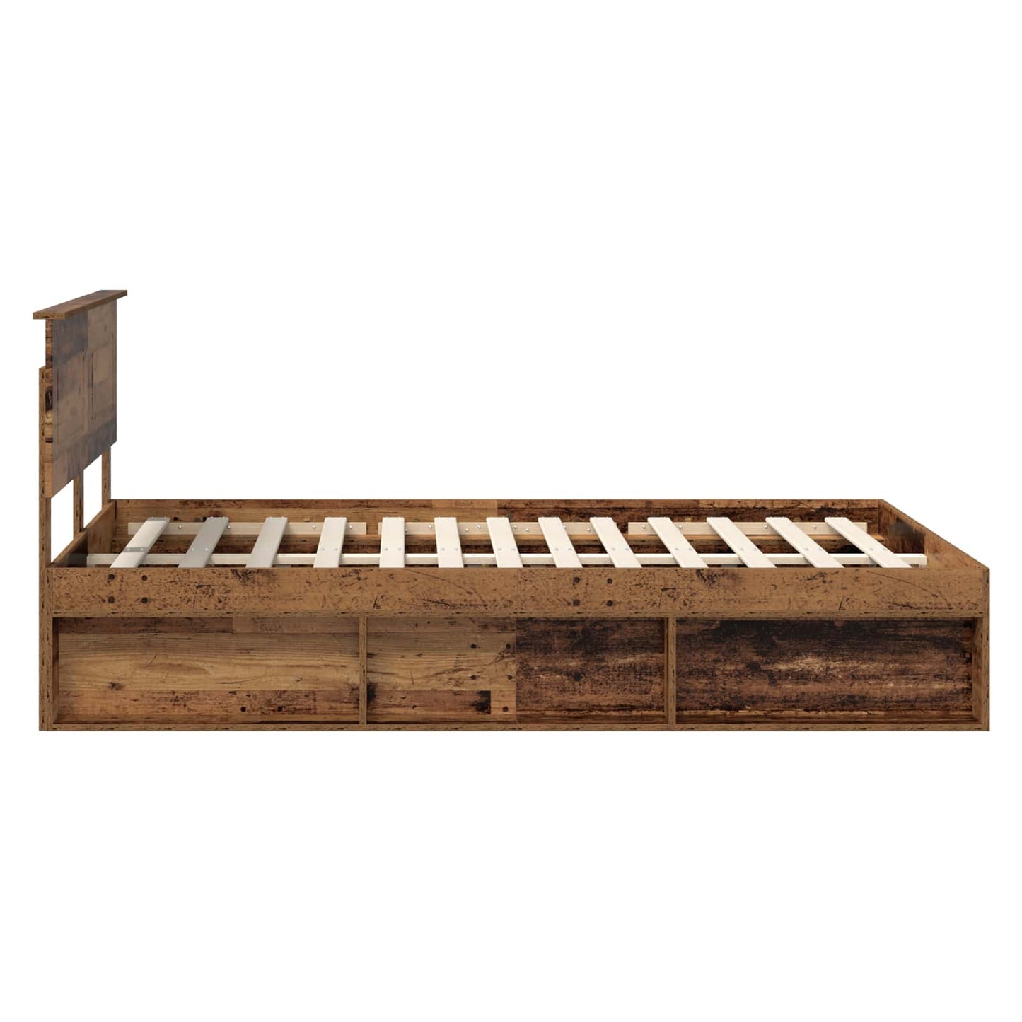 vidaXL Bettrahmen mit Kopfteil Altholz 140 x 200 cm Holzwerkstoff