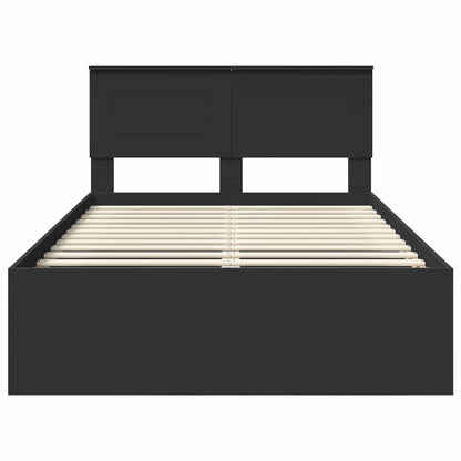vidaXL Bettrahmen mit Kopfteil Schwarz 135 x 190 cm Holzwerkstoff
