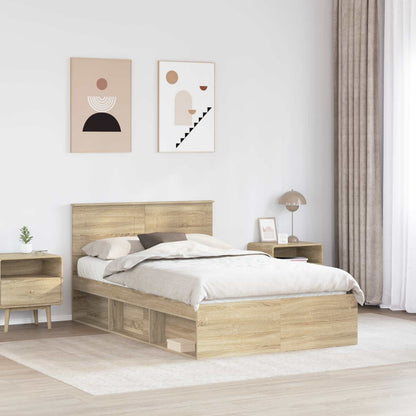 vidaXL Bettrahmen mit Kopfteil Sonoma-Eiche 135 x 190 cm Holzwerkstoff
