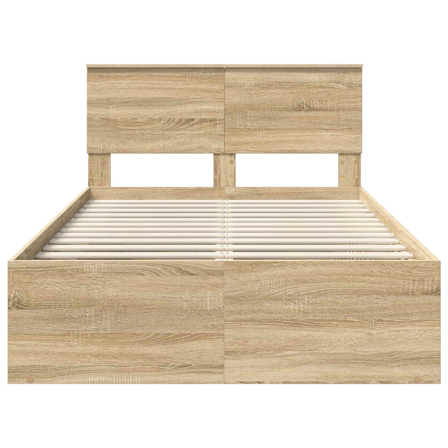 vidaXL Bettrahmen mit Kopfteil Sonoma-Eiche 135 x 190 cm Holzwerkstoff