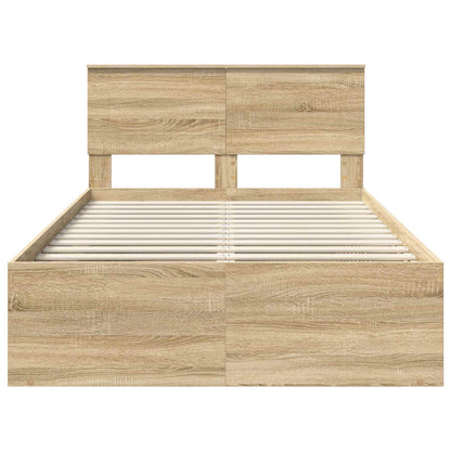 vidaXL Bettrahmen mit Kopfteil Sonoma-Eiche 135 x 190 cm Holzwerkstoff