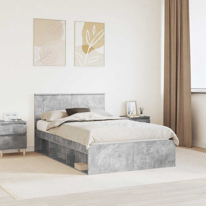 vidaXL Bettrahmen mit Kopfteil Beton Grau 135 x 190 cm Holzwerkstoff