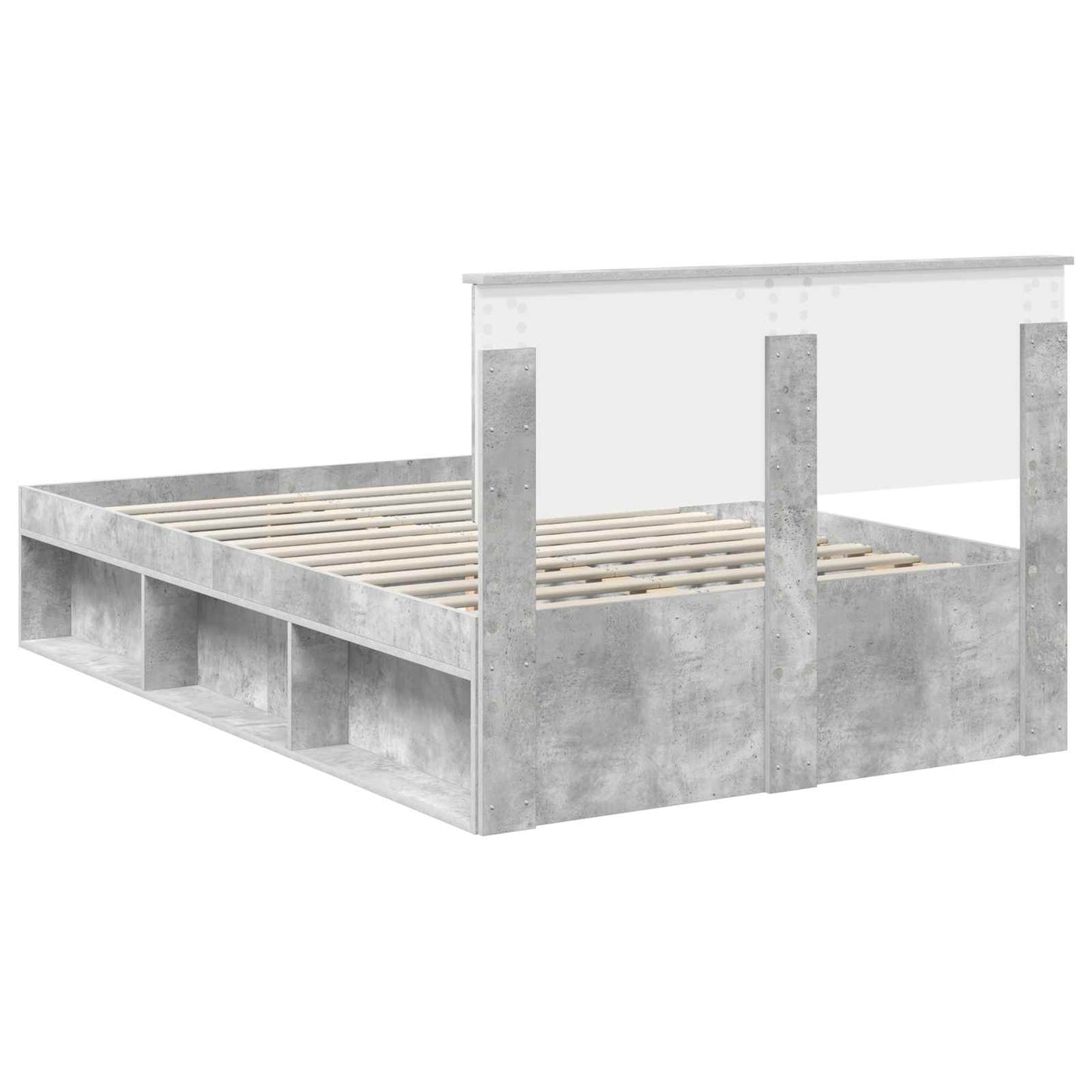 vidaXL Bettrahmen mit Kopfteil Beton Grau 135 x 190 cm Holzwerkstoff