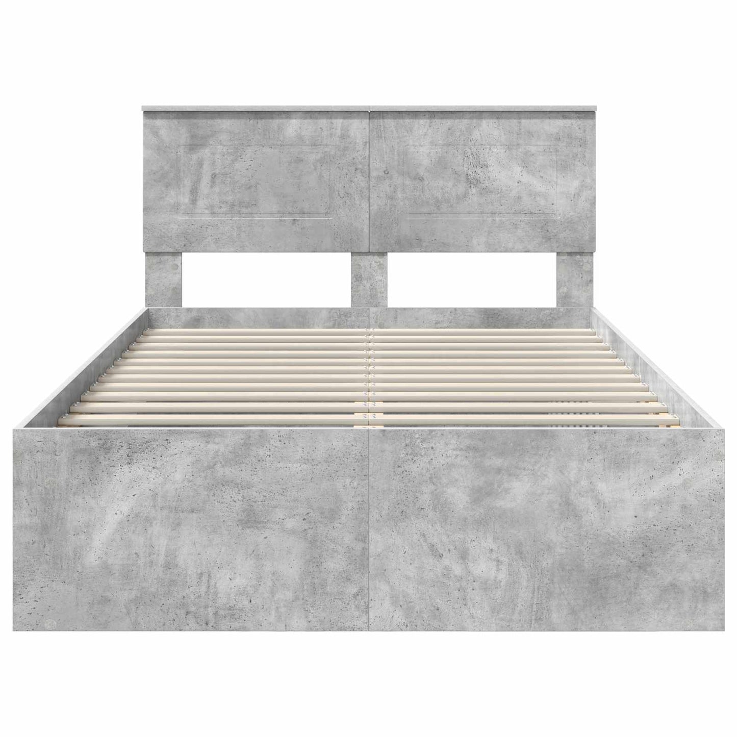 vidaXL Bettrahmen mit Kopfteil Beton Grau 135 x 190 cm Holzwerkstoff