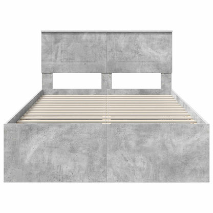 vidaXL Bettrahmen mit Kopfteil Beton Grau 135 x 190 cm Holzwerkstoff