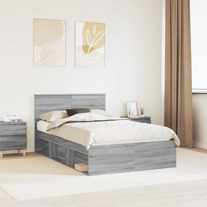 vidaXL Bettrahmen Graues Sonoma 135 x 190 cm Holzwerkstoff