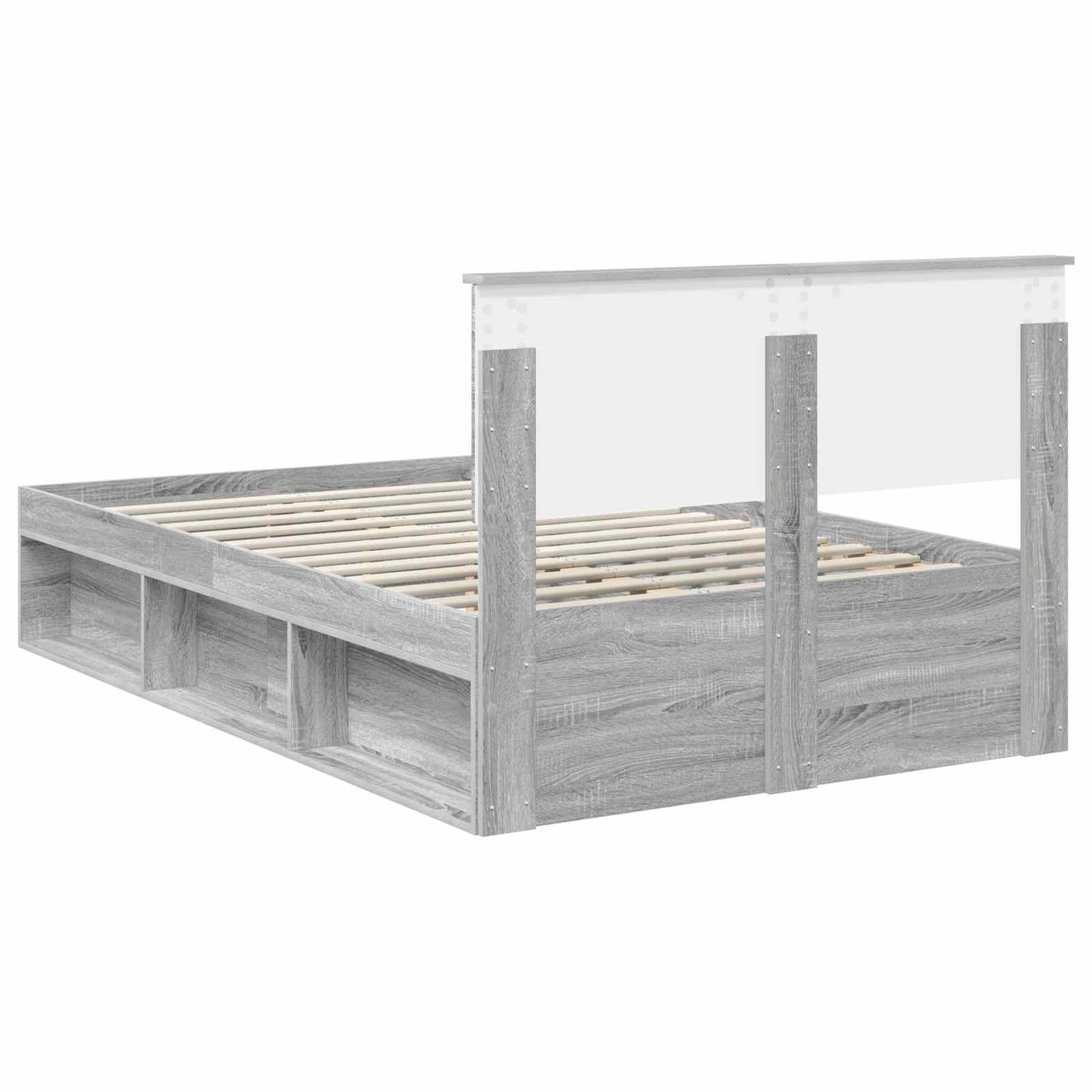 vidaXL Bettrahmen Graues Sonoma 135 x 190 cm Holzwerkstoff