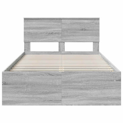 vidaXL Bettrahmen Graues Sonoma 135 x 190 cm Holzwerkstoff