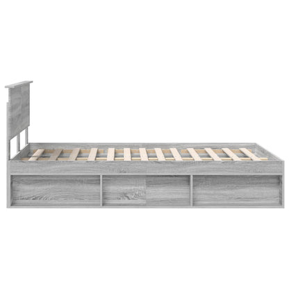 vidaXL Bettrahmen Graues Sonoma 135 x 190 cm Holzwerkstoff