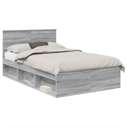 vidaXL Bettrahmen Graues Sonoma 120 x 190 cm Holzwerkstoff