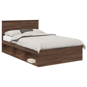 vidaXL Bettrahmen Braun Eichen-Optik 120 x 190 cm Holzwerkstoff
