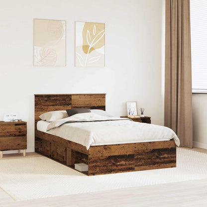 vidaXL Bettrahmen mit Kopfteil Altholz 120 x 190 cm Holzwerkstoff